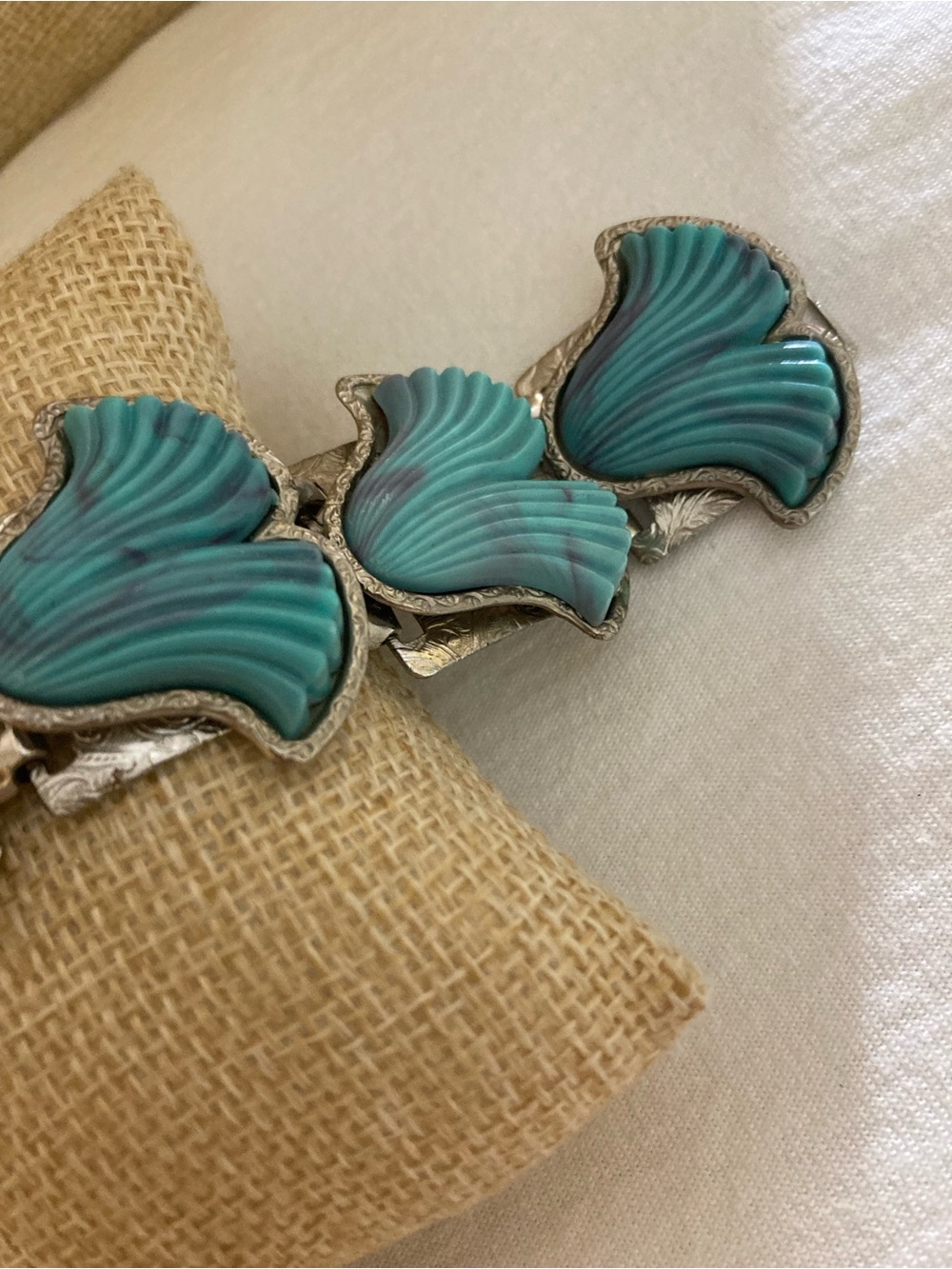 Blue Vintage Thermoset Molded Plastic Bracelet - Picture 4 of 7